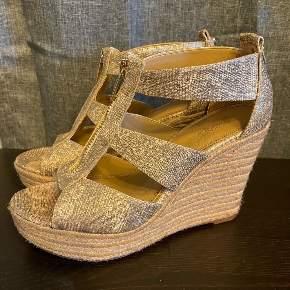 Michael Kors Metallic Snake Skin Print Wedge